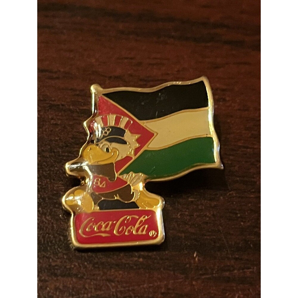 Vintage‎ 1984 Los Angeles Olympics Coca Cola Sam Eagle Jordan Flag Lapel Pin